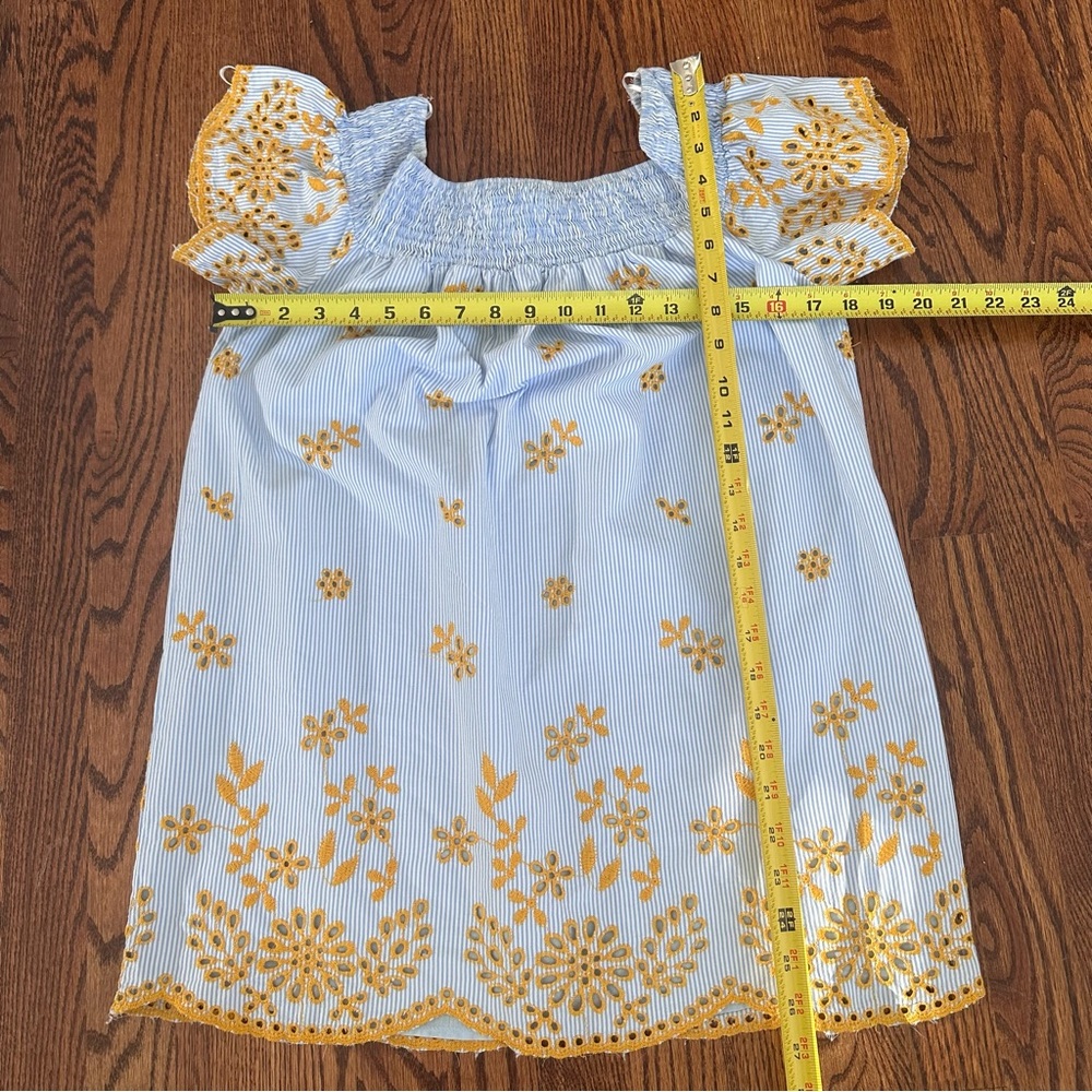 Zara Blue Yellow Bohemian Eyelet Off-Shoulder Embroidered Mini Sundress Size S - Picture 10 of 10